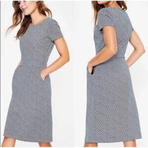 Boden Pheobe Dress in Blue Grey Ditsy Floral Print Size 4